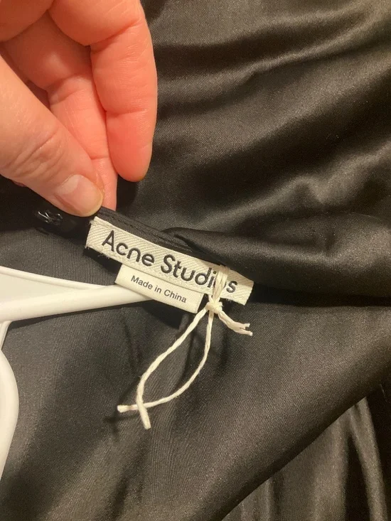 ACNE STUDIOS Fringed scarf-detail satin midi dress - Picture 9 of 11